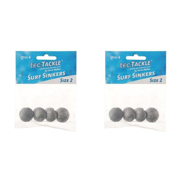 2x 4PK Jarvis Walker Surf Fishing Sinkers - Size 2