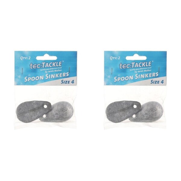 2x 2PK Jarvis Walker Spoon Fishing Sinkers - Size 4