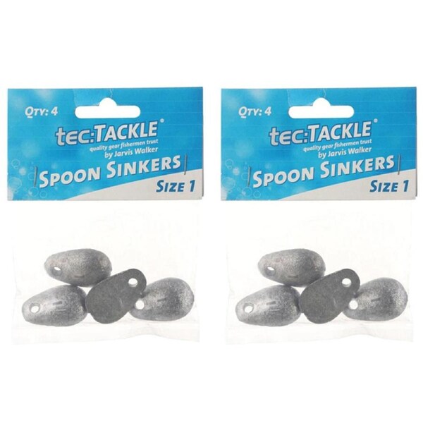 2x 4PK Jarvis Walker Spoon Fishing Sinkers - Size 1