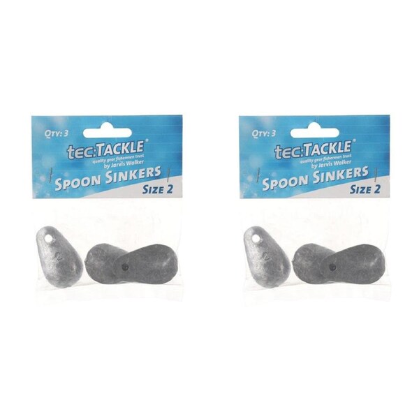 2x 3PK Jarvis Walker Spoon Fishing Sinkers - Size 2