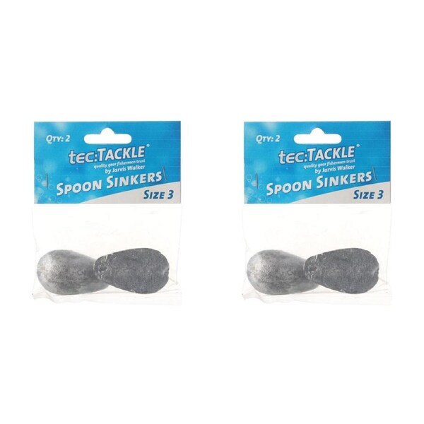 2x 2PK Jarvis Walker Spoon Fishing Sinkers - Size 3
