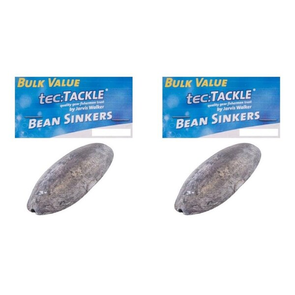 2x 50PK Jarvis Walker Bean Fishing Sinkers Value Pack - Size 1