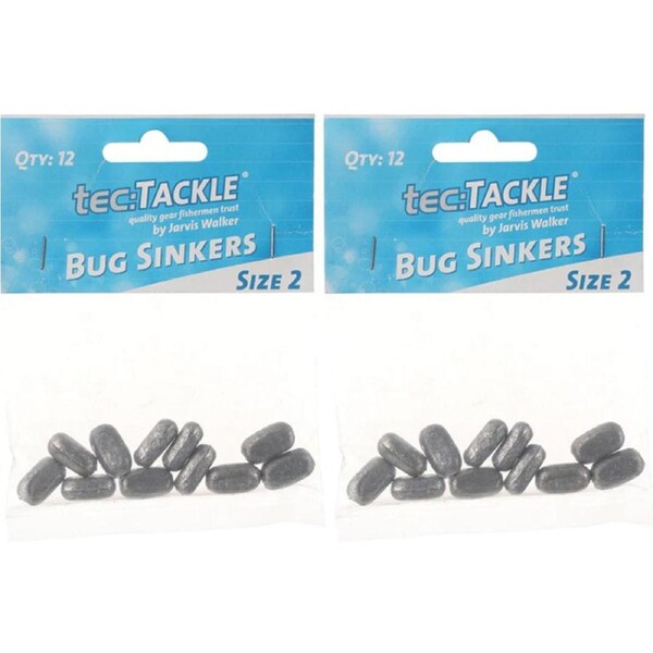 2x 12PK Jarvis Walker Bug Fishing Sinkers - Size 2