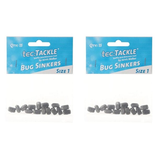 2x 15PK Jarvis Walker Bug Fishing Sinkers - Size 1