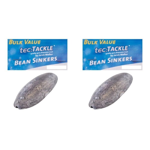2x 35PK Jarvis Walker Bean Fishing Sinkers Value Pack - Size 2