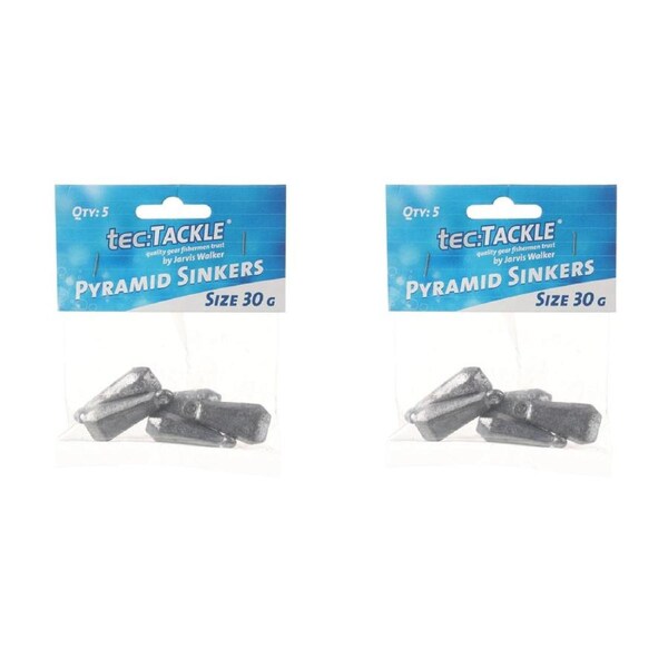 2x 5PK Jarvis Walker Pyramid Fishing Sinkers - Size 30g