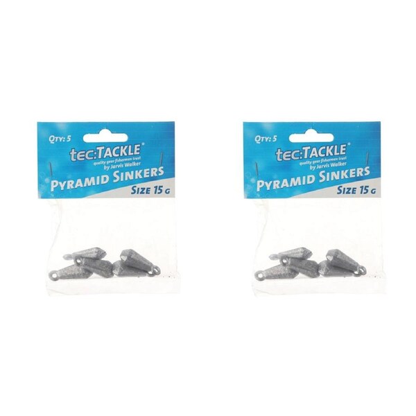 2x 5PK Jarvis Walker Pyramid Fishing Sinkers - Size 15g