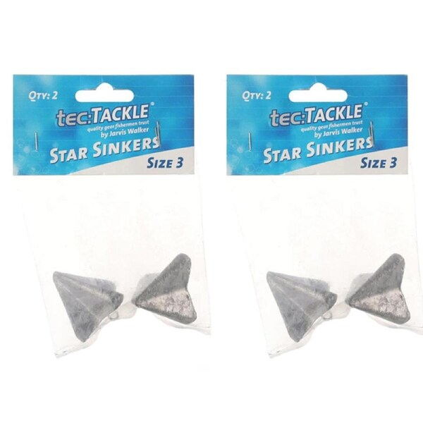 2x 2PK Jarvis Walker Star Fishing Sinkers - Size 3