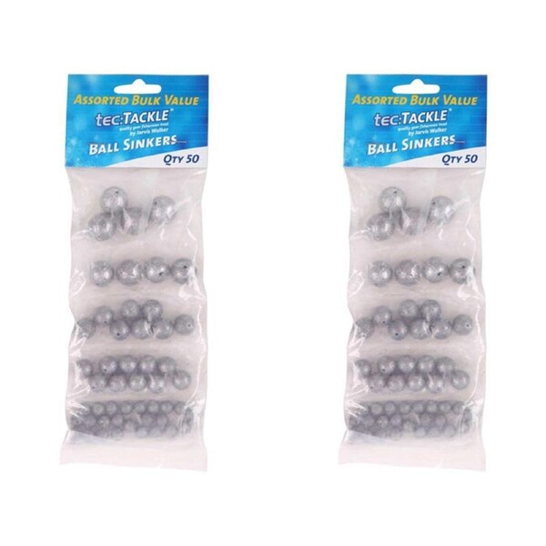 2x 50PK Jarvis Walker Assorted Ball Sinkers - Assorted Bulk Value Pack