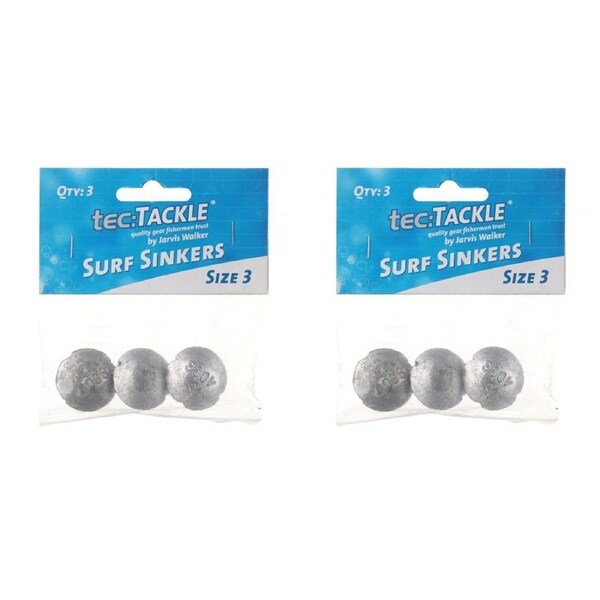 2x 3PK Jarvis Walker Surf Fishing Sinkers - Size 3