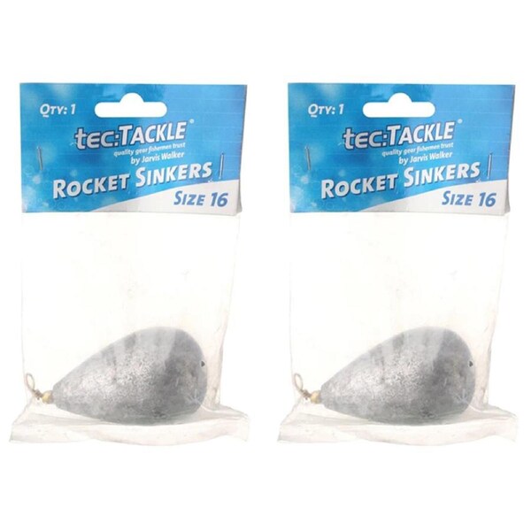 2PK Jarvis Walker Rocket Fishing Sinkers 440gm Bomb & Swivel Sinker - Size 16