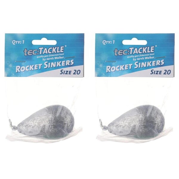 2PK Jarvis Walker Rocket Fishing Sinkers 560gm Bomb & Swivel Sinker - Size 20
