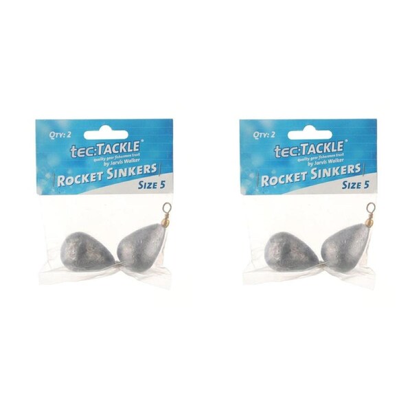 2x 2PK Jarvis Walker Rocket Fishing Sinkers 140gm Bomb & Swivel Sinker - Size 5