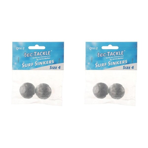2x 2PK Jarvis Walker Surf Fishing Sinkers - Size 4
