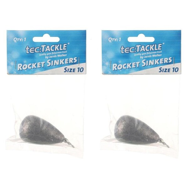 2PK Jarvis Walker Rocket Fishing Sinkers 280gm Bomb & Swivel Sinker - Size 10