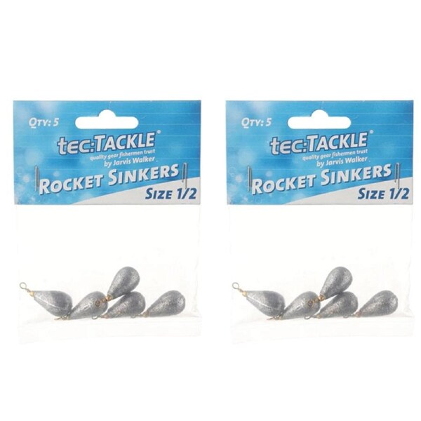 2x 5PK Jarvis Walker Rocket Fishing Sinkers - Size 1/2
