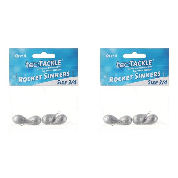 2x 4PK Jarvis Walker Rocket Fishing Sinkers - Size 3/4