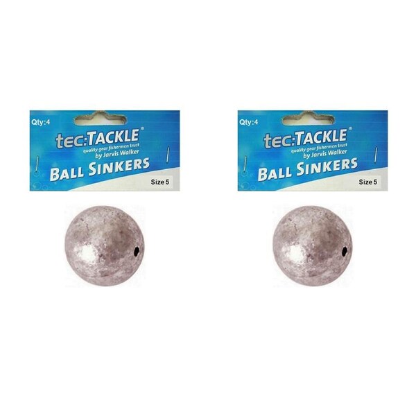 2x 4pc Jarvis Walker Ball Fishing Pre Packed Sinkers - Size 5