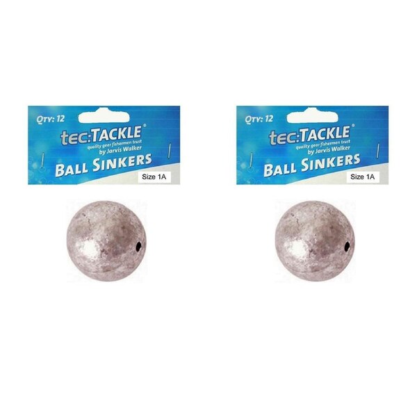2x 12pc Jarvis Walker Ball Fishing Pre Packed Sinkers - Size 1A
