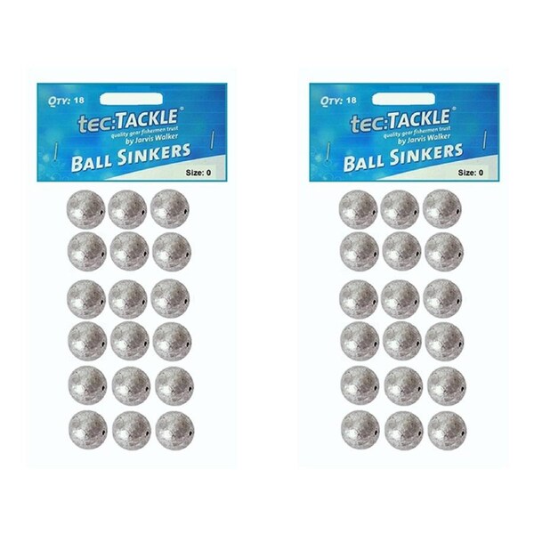 2x 18pc Jarvis Walker Ball Fishing Pre Packed Sinkers - Size 0