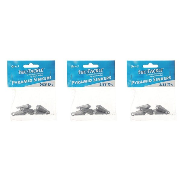 3x 5PK Jarvis Walker Pyramid Fishing Sinkers - Size 15g