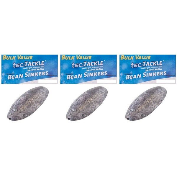 3x 12PK Jarvis Walker Bean Fishing Sinkers Value Pack - Size 5