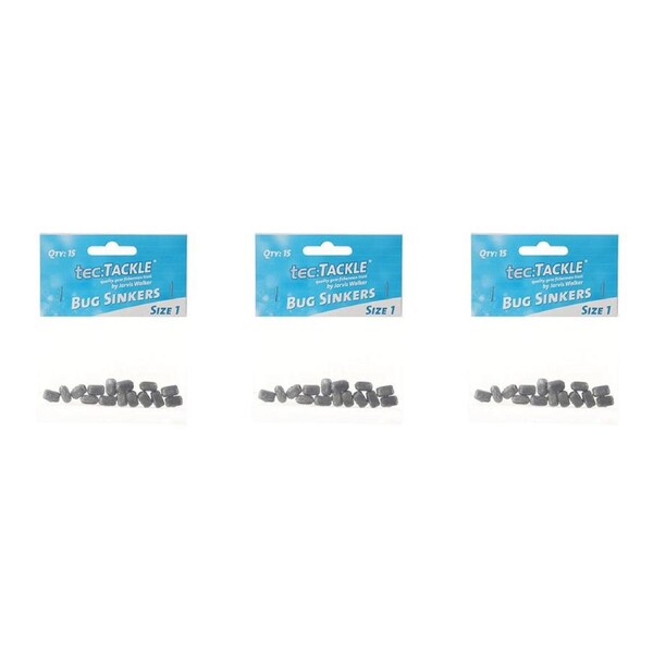 3x 15PK Jarvis Walker Bug Fishing Sinkers - Size 1