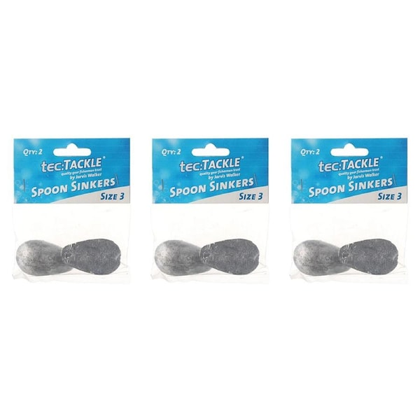 3x 2PK Jarvis Walker Spoon Fishing Sinkers - Size 3