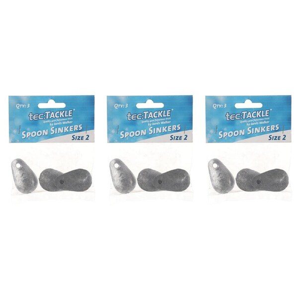 3x 3PK Jarvis Walker Spoon Fishing Sinkers - Size 2