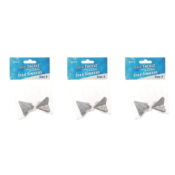 3x 2PK Jarvis Walker Star Fishing Sinkers - Size 3