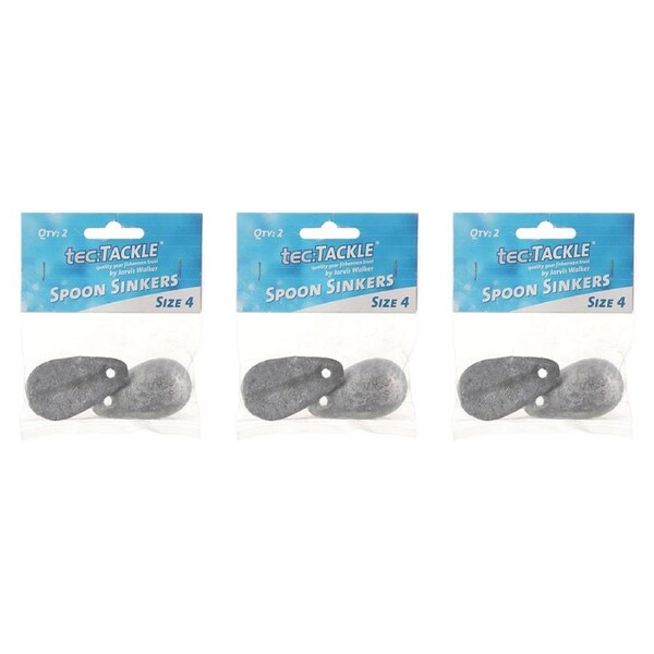 3x 2PK Jarvis Walker Spoon Fishing Sinkers - Size 4