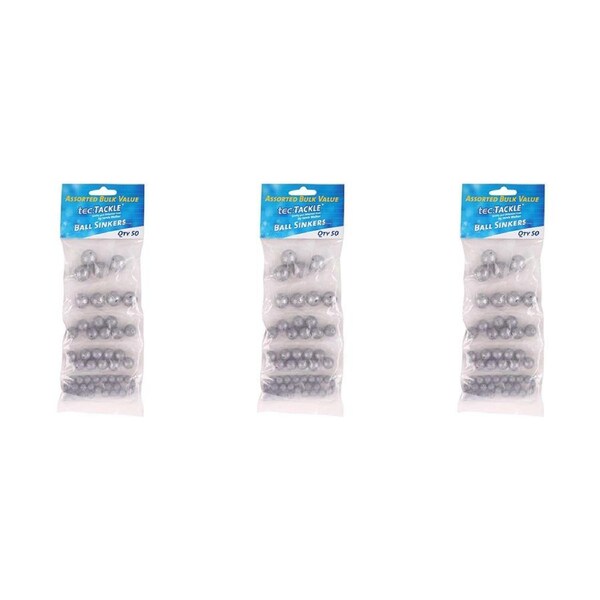 3x 50PK Jarvis Walker Assorted Ball Sinkers - Assorted Bulk Value Pack