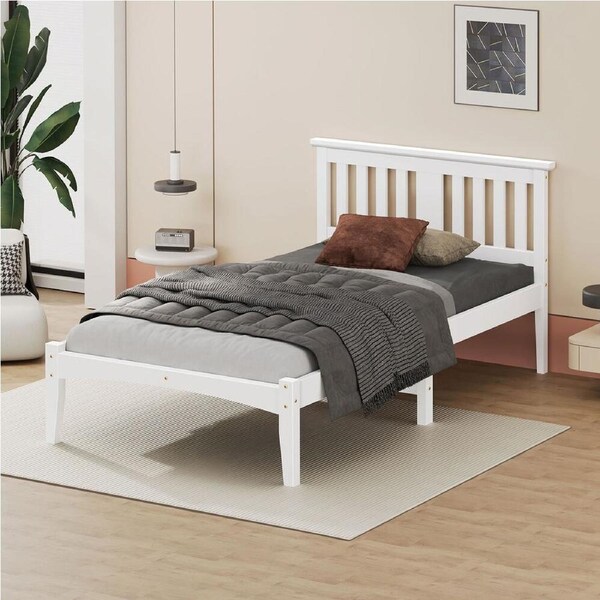 ALFORDSON Bed Frame Wooden Timber King Single Mattress Base White