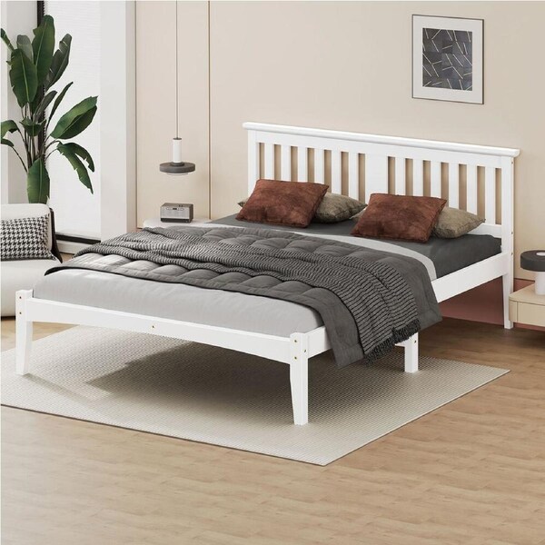 ALFORDSON Bed Frame Wooden Timber Queen Size Mattress Base White
