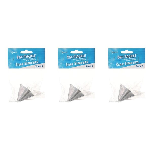 3PK Jarvis Walker Star Fishing Sinkers Value Pack - Size 5