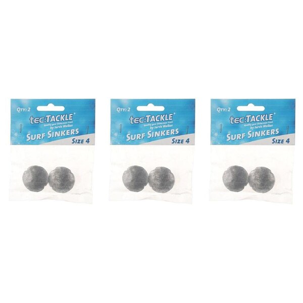 3x 2PK Jarvis Walker Surf Fishing Sinkers - Size 4