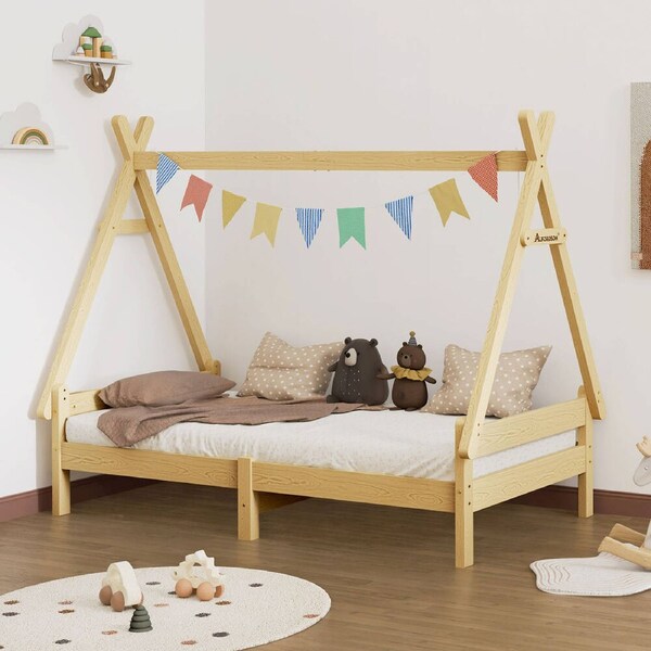 ALFORDSON Kids Bed Frame Wooden Timber Single House Frame Platform Oak