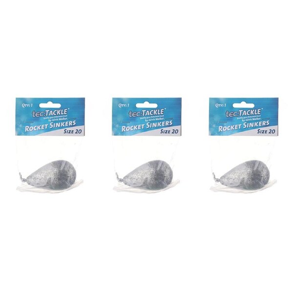 3PK Jarvis Walker Rocket Fishing Sinkers 560gm Bomb & Swivel Sinker - Size 20