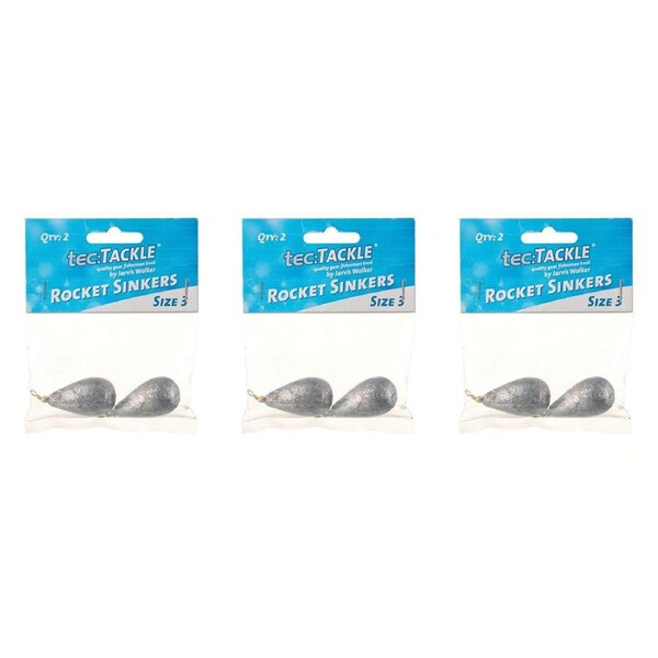 3x 2PK Jarvis Walker Rocket Fishing Sinkers 80gm Bomb & Swivel Sinker - Size 3