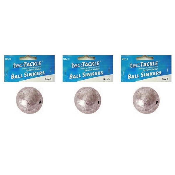 3x 2pc Jarvis Walker Ball Fishing Pre Packed Sinkers - Size 9