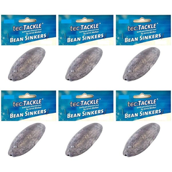 6x 2PK Jarvis Walker Bean Fishing Sinkers - Size 4