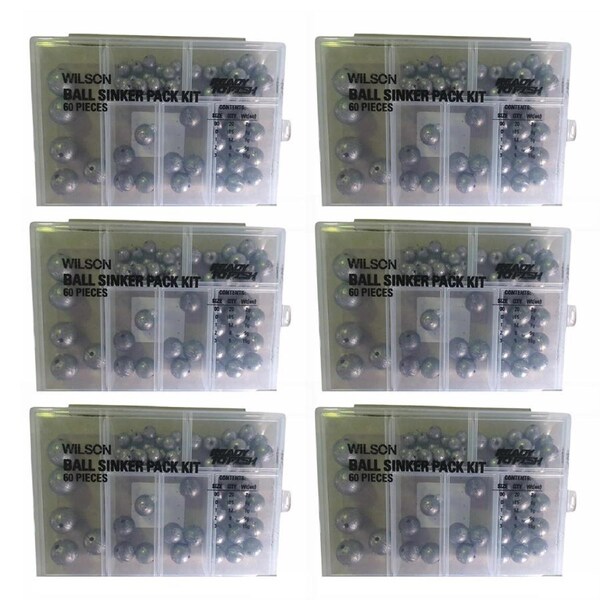 6x 60pc Wilson Ball Sinkers Bulk Pack Super Value 5 Popular Sizes