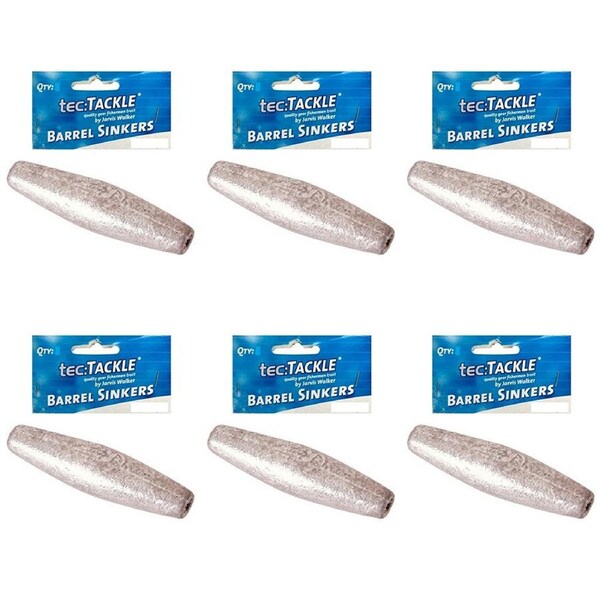 6x 12PK Jarvis Walker Barrel Sinkers - Size 0
