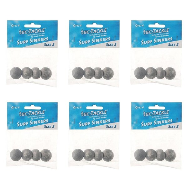 6x 4PK Jarvis Walker Surf Fishing Sinkers - Size 2