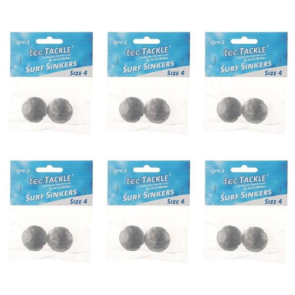 6x 2PK Jarvis Walker Surf Fishing Sinkers - Size 4