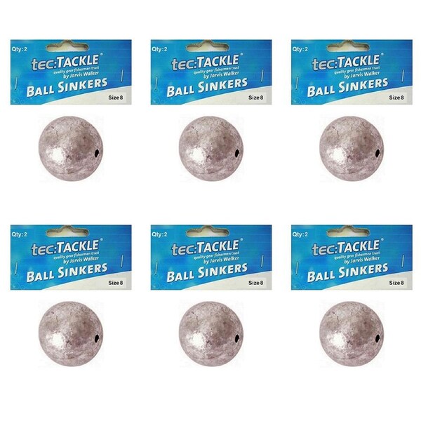 6x 2pc Jarvis Walker Ball Fishing Pre Packed Sinkers - Size 8