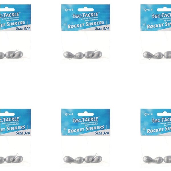 6x 4PK Jarvis Walker Rocket Fishing Sinkers - Size 3/4