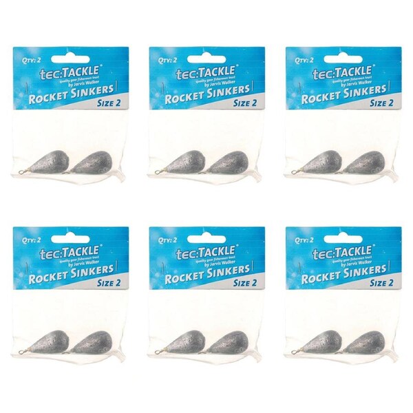 6x 2PK Jarvis Walker Rocket Fishing Sinkers Bomb & Swivels Sinkers - Size 2