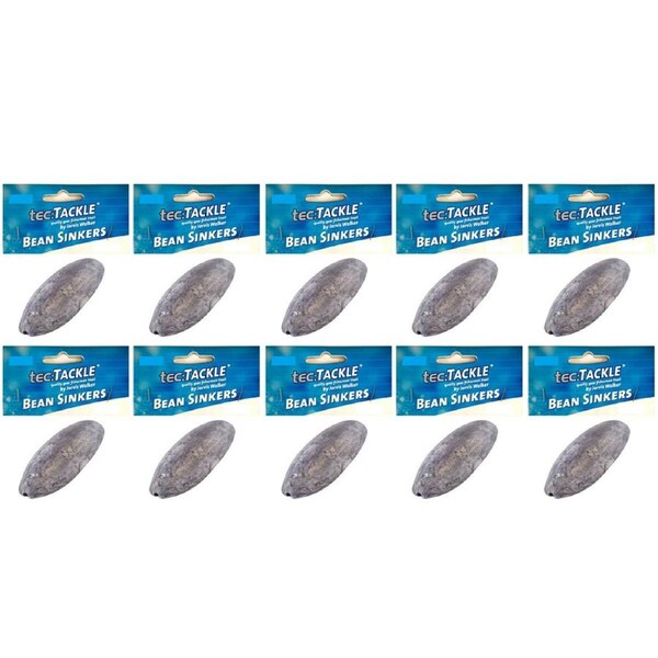 10x 8PK Jarvis Walker Bean Fishing Sinkers - Size 1