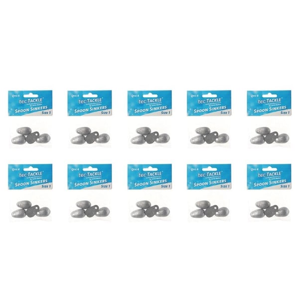 10x 4PK Jarvis Walker Spoon Fishing Sinkers - Size 1